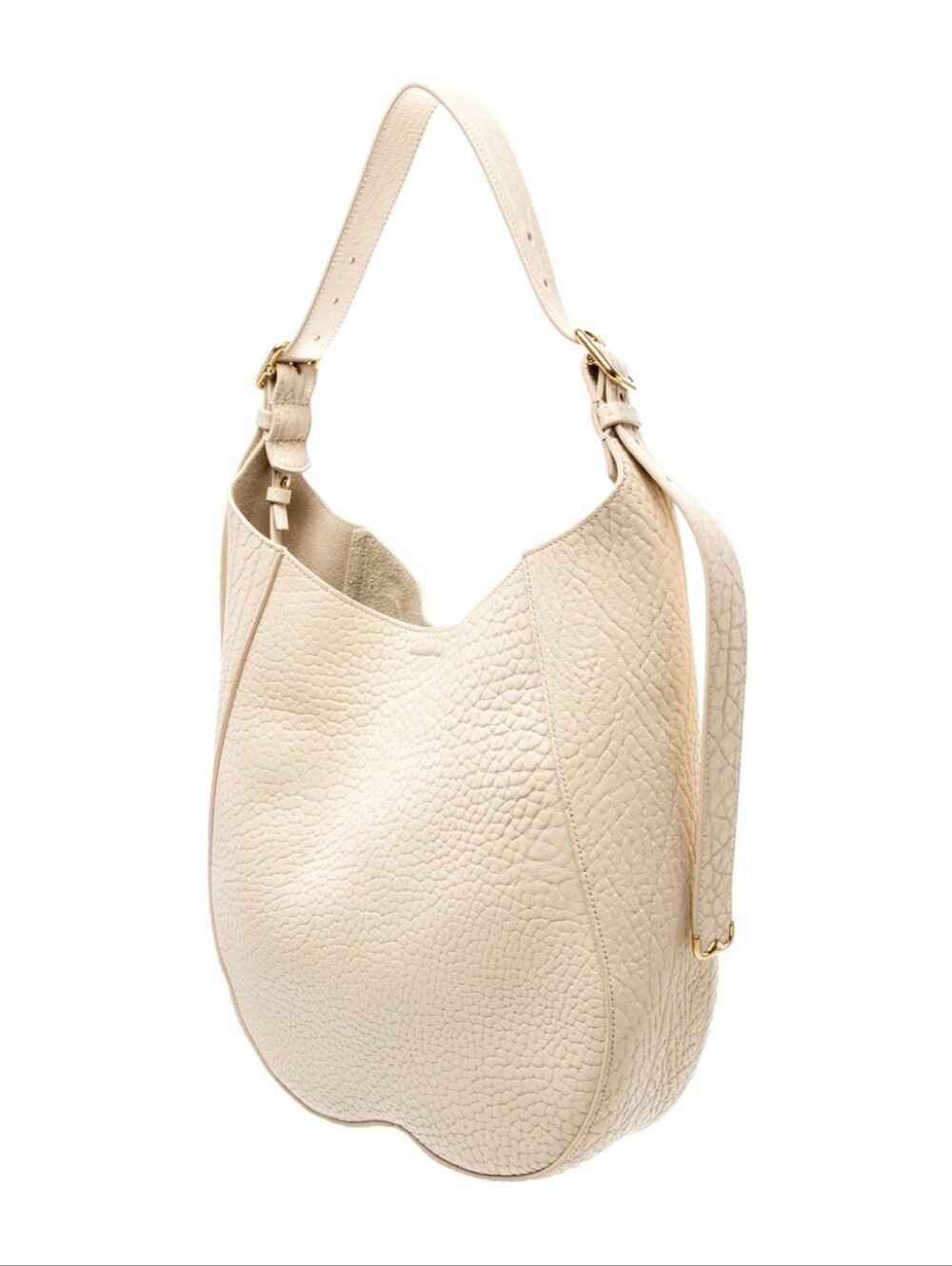 Burberry Cream Pebbled Leather Hobo Bag With Zip Pouch - Picture 3 of 14